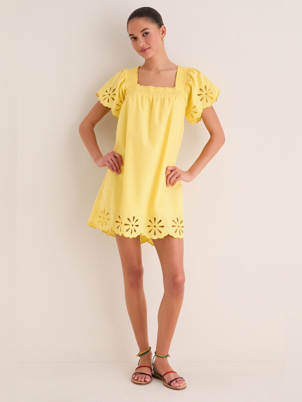 English Factory Yellow Floral Eyelet Daisy Mini Dress NWT Size Medium Tuckernuck